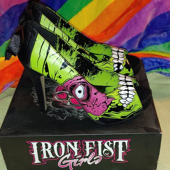 Iron Fist Shoes - Iron Fist zombie stomper platform heels